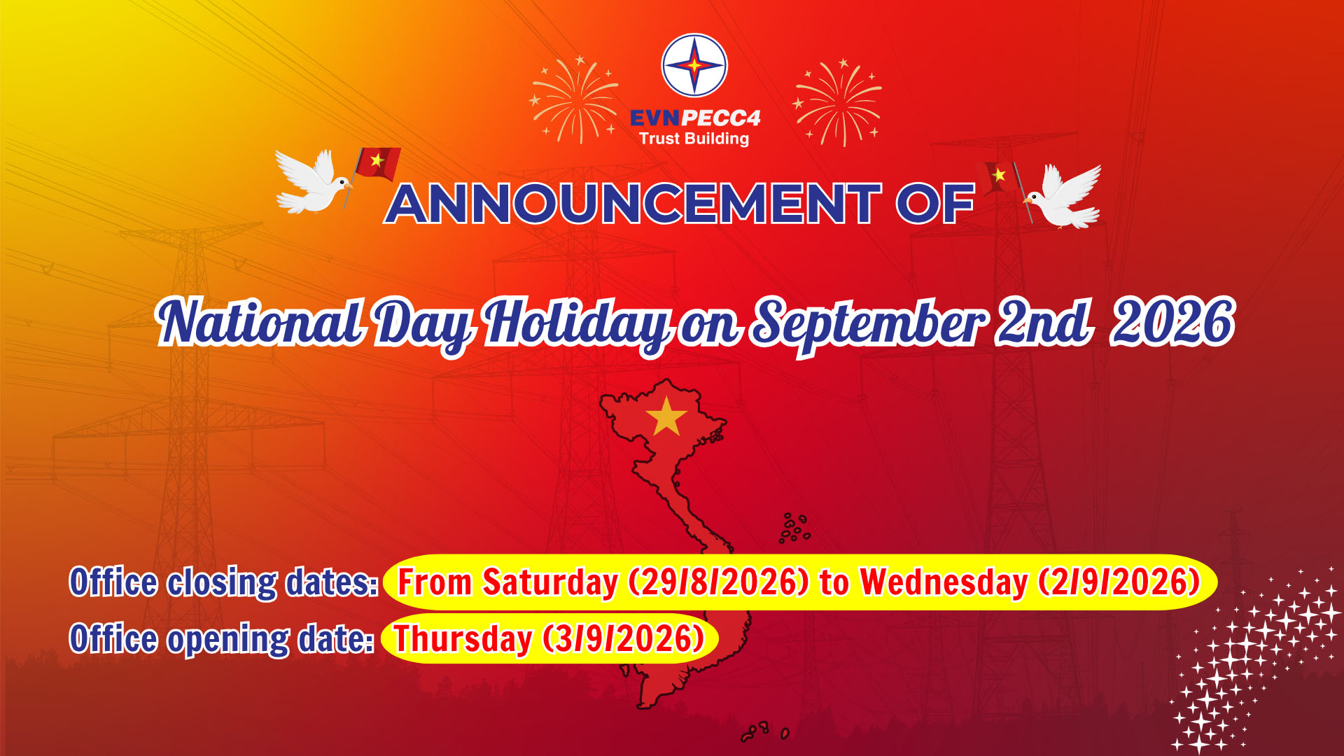 Announcement of National Day Holiday on September 2nd 2026